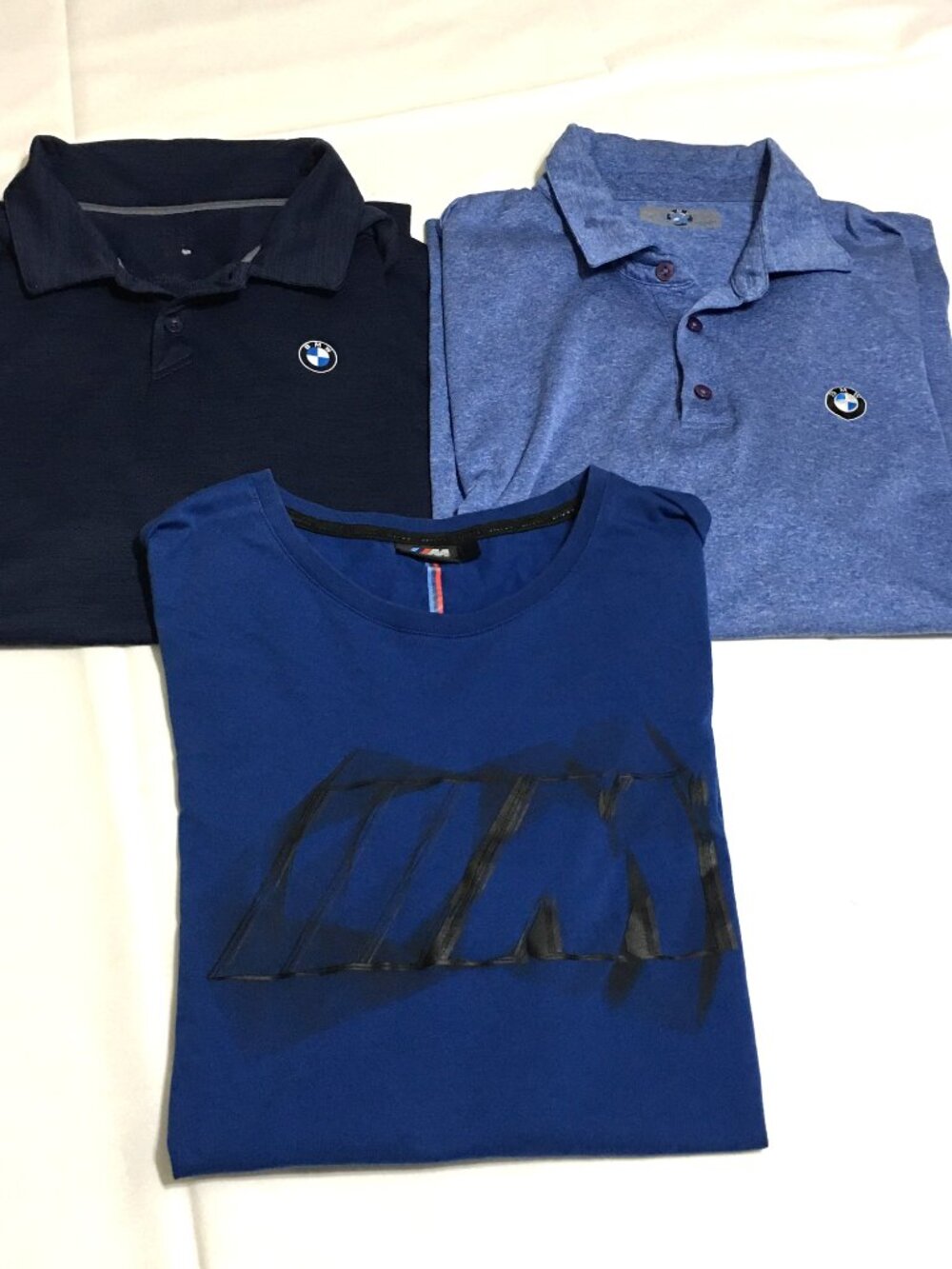 Lot of 3 BMW Golf Polo Shirt Mens Size XL Performance + T-Shirt Large Blue